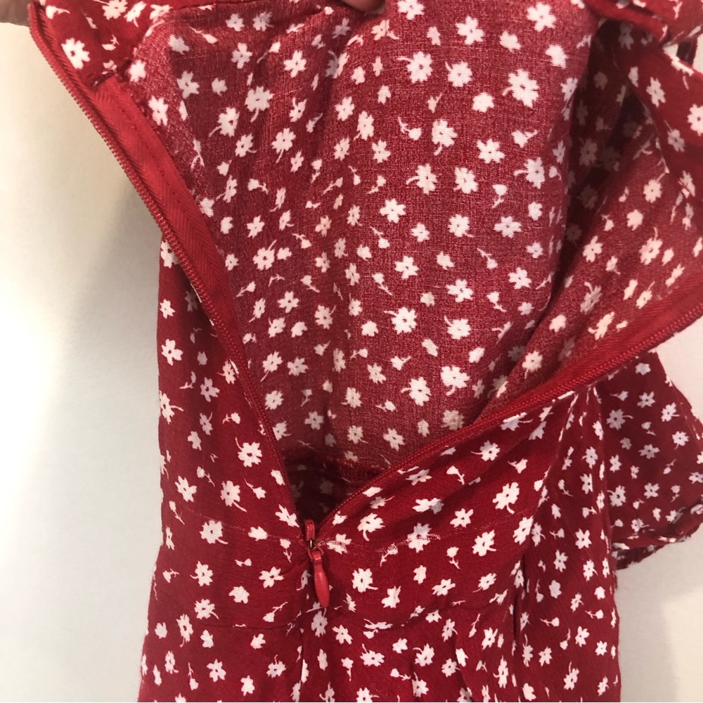 Zara Women’s Red and White Floral Cottagecore Tie Wrap Skort Size Small - Picture 8 of 8